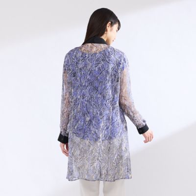 【Ｍ～４Ｌ】ラインペイント　ウォッシャブルブラウス（５００３４５０１）