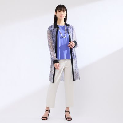【Ｍ～４Ｌ】ラインペイント　ウォッシャブルブラウス（５００３４５０１）