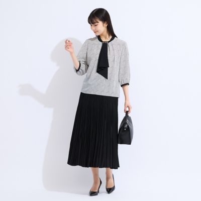 【セットアップ対応】ウォッシャブルボウタイプリントブラウス（５００３４５４１）