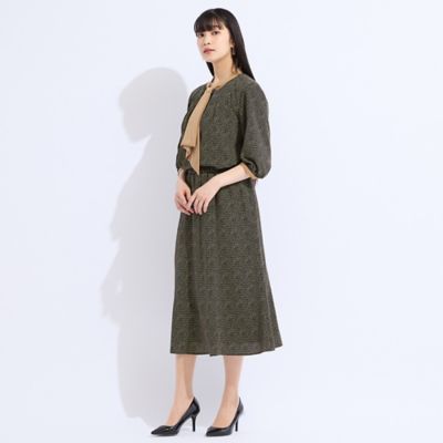【セットアップ対応】ウォッシャブルボウタイプリントブラウス（５００３４５４１）