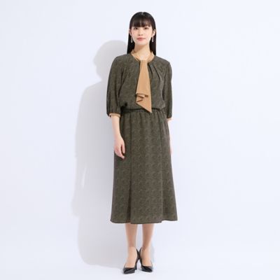 【セットアップ対応】ウォッシャブルボウタイプリントブラウス（５００３４５４１）