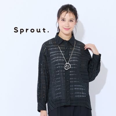 M～4L】シースルーチェックブラウス（50034652） | Liliane