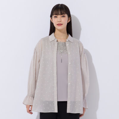 ＜Liliane Burty (Women/大きいサイズ)＞綿ローンフロッキードット　ブラウス（５００３５４４２）