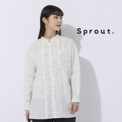 ＜Liliane Burty (Women/大きいサイズ)＞【Ｓｐｒｏｕｔ．】綿１００％タイプライター　プリント比翼ブラウス（５００３５４５１）