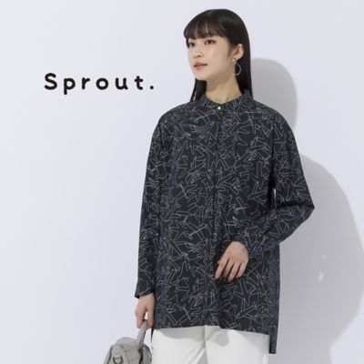 【Ｓｐｒｏｕｔ．】綿１００％タイプライター　プリント比翼ブラウス（５００３５４５１）