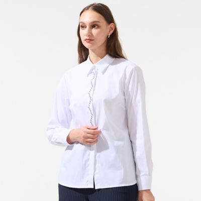 ルネ　ビジュー付きブラウス L～3L】フランス製ビジュースタッズ付きブラウス