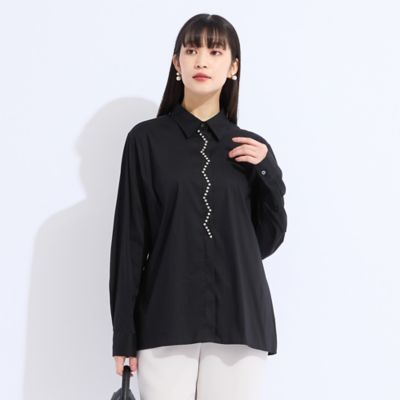 L～3L】フランス製ビジュースタッズ付きブラウス