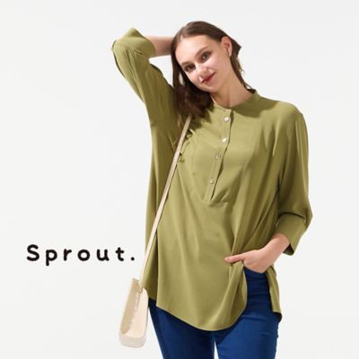 【送料無料】Liliane Burty (Women/大きいサイズ)/リリアン ビューティ【M~4L】ウォッシャブルバンドカラーブラウス(50035552) ミドリ トップス【三越伊勢丹/公式】