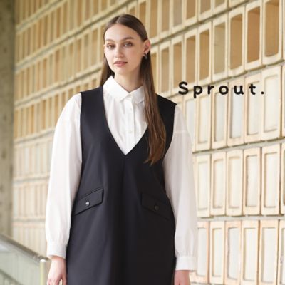 ＜Liliane Burty (Women/大きいサイズ)＞【Ｓｐｒｏｕｔ．】肩掛けニット風ストール付き　袖ギャザーブラウス（５００３６４５１）