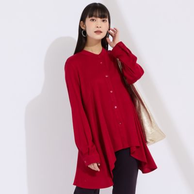 【送料無料】Liliane Burty (Women/大きいサイズ)/リリアン ビューティ【M~4L/セットアップ対応】ウォームスムースフレアブラウス(50036501) アカ トップス【三越伊勢丹/公式】