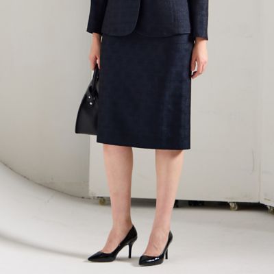 ＜Liliane Burty (Women/大きいサイズ)＞【１３～２５号／セットアップ対応】米沢織ラメツイードタイトスカート（５００４５５４３）