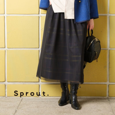 ＜Liliane Burty (Women/大きいサイズ)＞【Ｓｐｒｏｕｔ．】チュール×メモリーチェック　リバーシブルスカート（５００４６４７１）