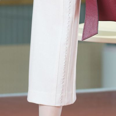 デニム調プリント　刺繍加工オールゴムパンツ（５００５３４１１）