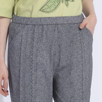 デニム調プリント　刺繍加工オールゴムパンツ（５００５３４１１）
