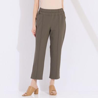 ウォッシャブル　裾チェッカーレースクロップドパンツ（５００５３５０２）