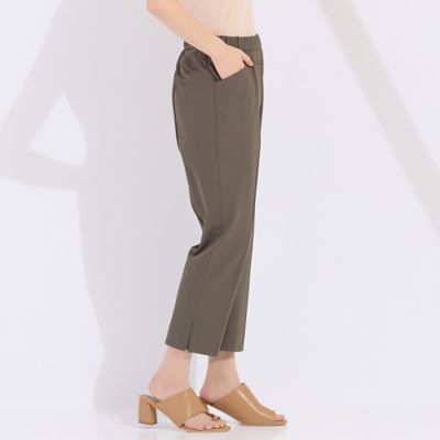 ウォッシャブル　裾チェッカーレースクロップドパンツ（５００５３５０２）
