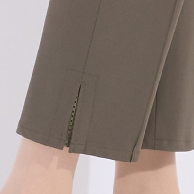 ウォッシャブル　裾チェッカーレースクロップドパンツ（５００５３５０２）