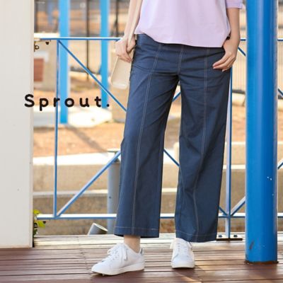 【Ｓｐｒｏｕｔ．】綿麻混デニム　ワイドパンツ（５００５３５５２）