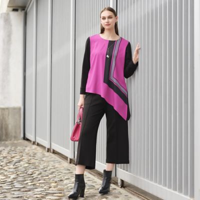 クロスウォームポンチ ピンタッククロップドパンツ［同素材アイテム有