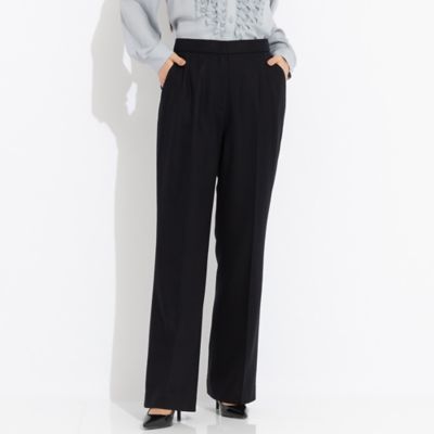 【送料無料】Liliane Burty (Women/大きいサイズ)/リリアン ビューティ スーパー120ウール センタープレスパンツ[セットアップ可](50056441) クロ パンツ・ズボン【三越伊勢丹/公式】