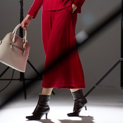 【送料無料】Liliane Burty (Women/大きいサイズ)/リリアン ビューティ【L~4L/セットアップ対応】ウォームスムースキュロットパンツ(50056501) アカ パンツ・ズボン【三越伊勢丹/公式】