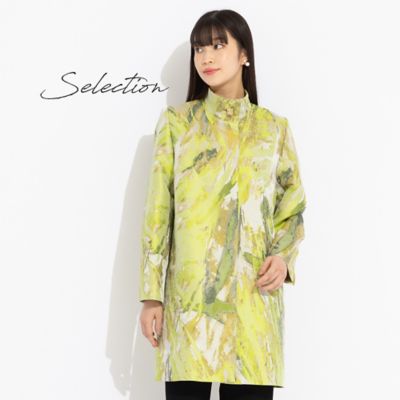 Liliane Burty (Women/大きいサイズ)/リリアン ビューティ 【Selection】イタリア製素材幾何ジャカード スタンドカラーコート(50072561)