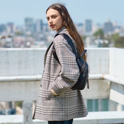 M～4L】イタリア製素材チェックコート（50086651