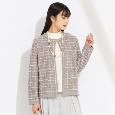 ツイードノーカラーニットジャケット（５０１０１５０２）