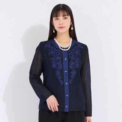【アンサンブル対応】ウォッシャブルプリーツ　ノーカラージャケット（５０１０２５４１）