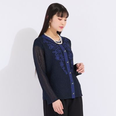 【アンサンブル対応】ウォッシャブルプリーツ　ノーカラージャケット（５０１０２５４１）