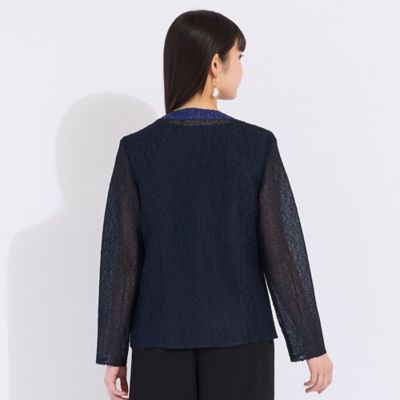 【アンサンブル対応】ウォッシャブルプリーツ　ノーカラージャケット（５０１０２５４１）