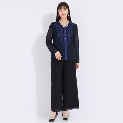 【アンサンブル対応】ウォッシャブルプリーツ　ノーカラージャケット（５０１０２５４１）