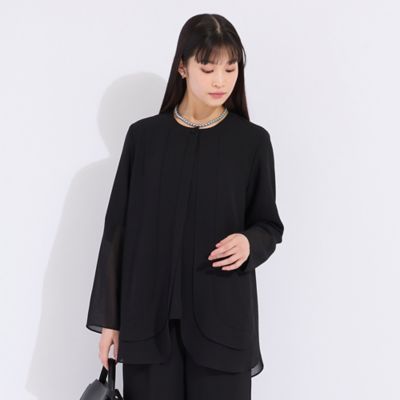 【セットアップ対応】梨地ジョーゼットノーカラージャケット（５０１０２５４２）