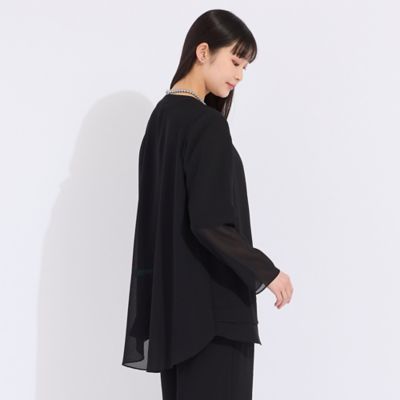 【セットアップ対応】梨地ジョーゼットノーカラージャケット（５０１０２５４２）