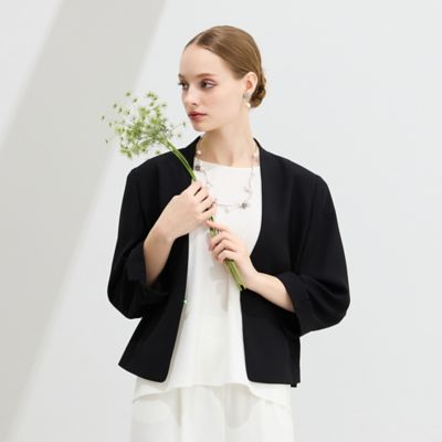 M～4L・セットアップ対応】バックサテン梨地ノーカラージャケット