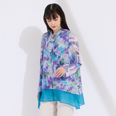 11～17号】フラワープリント楊柳ブラウス（50102662