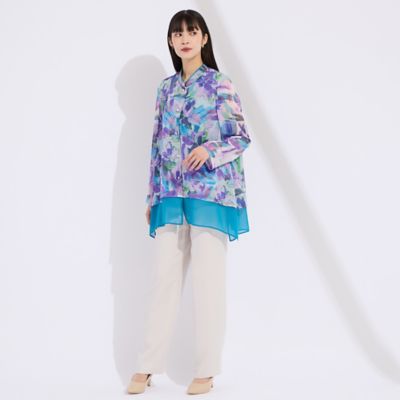 11～17号】フラワープリント楊柳ブラウス（50102662