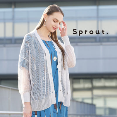 ＜Liliane Burty (Women/大きいサイズ)＞【Ｓｐｒｏｕｔ．】メッシュ透かし編みニットカーディガン（５０１０３４５１）