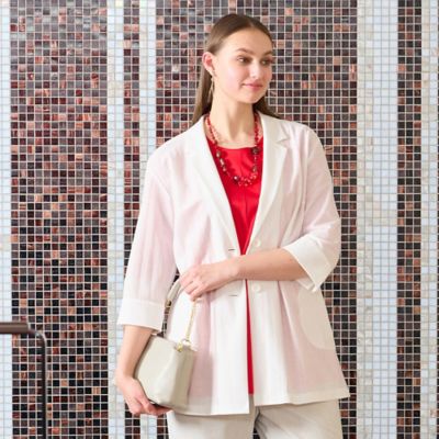 Liliane Burty (Women/大きいサイズ)/リリアン ビューティ ウォッシャブルシアーコットン　テーラードジャケット（５０１０３５０１）