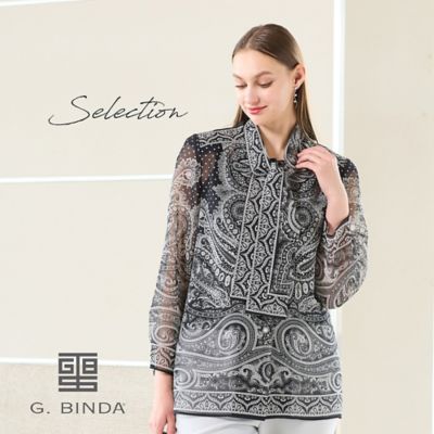 ＜Liliane Burty (Women/大きいサイズ)＞【Ｓｅｌｅｃｔｉｏｎ】イタリア製素材　ＢＩＮＤＡ　ストール付きシルクブラウス（５０１０３５６２）