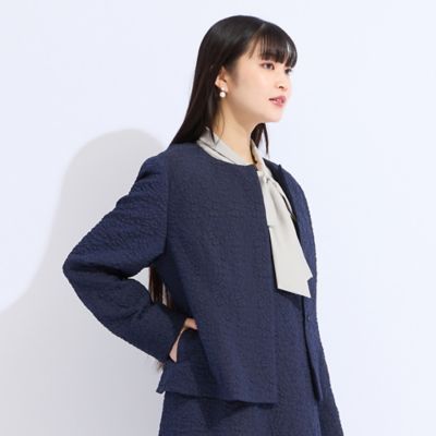 M～4L／セットアップ対応】米沢織ふくれジャカードジャケット 