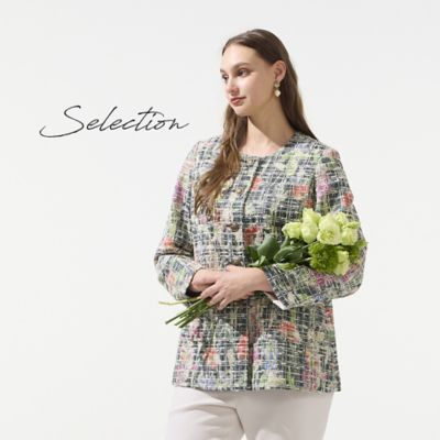 美品 定価18万 レリアン フランス製 ラメツイード ノーカラー ジャケット 美品 定価18万 レリアン フランス製 ラメツイード ノーカラー