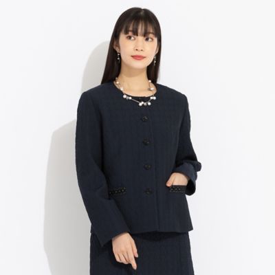 美品Liliane Burty 3Lイタリア製素材 綿ノーカラージャケット リリアンビューティ Liliane Burty 【Sprout.】イタリア製素材