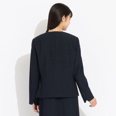 美品Liliane Burty 3Lイタリア製素材 綿ノーカラージャケット 美品Liliane Burty 3Lイタリア製素材 綿ノーカラージャケット