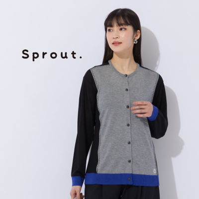 ＜Liliane Burty (Women/大きいサイズ)＞【Ｓｐｒｏｕｔ．】１４Ｇ配色使い　ニットカーディガン（５０１０６４５２）