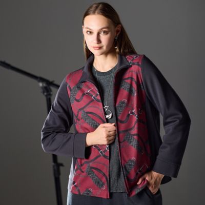 M～4L】オーナメントプリントジップアップジャケット