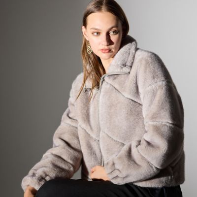 L～4L】フェイクファージャケット（50106512） | Liliane