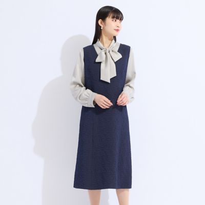 M～4L／セットアップ対応】米沢織ふくれジャカードワンピース