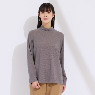 M～4L】吸湿発熱ハイネックボーダーTシャツ（50121611