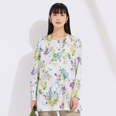 LEONARD ターコイズ フラワープリント チュニック LEONARD ターコイズ フラワープリント チュニック D100258816